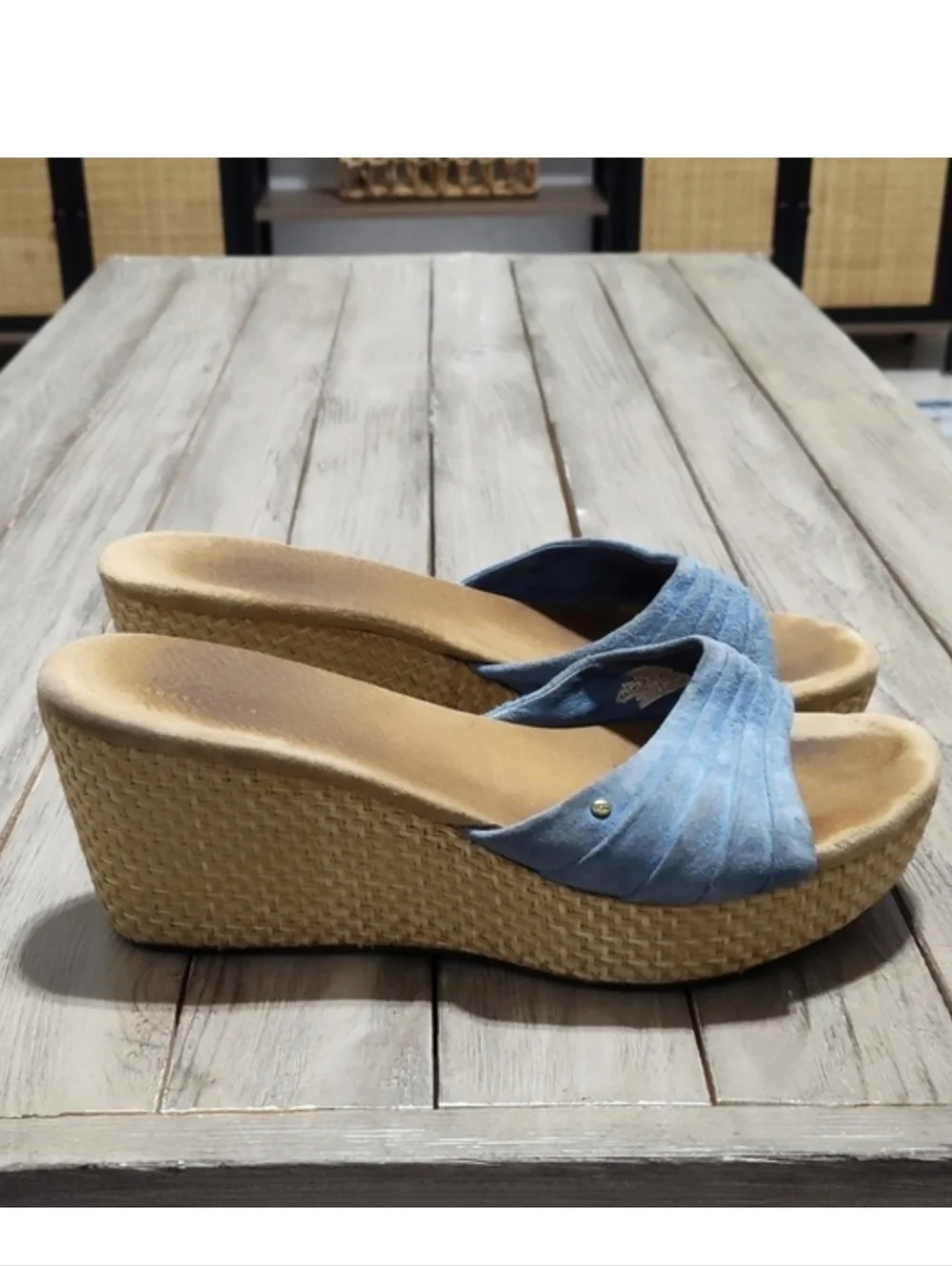 UGG Australia Blue Genuine Suede Wedge Slip-on Comfortable Sandals